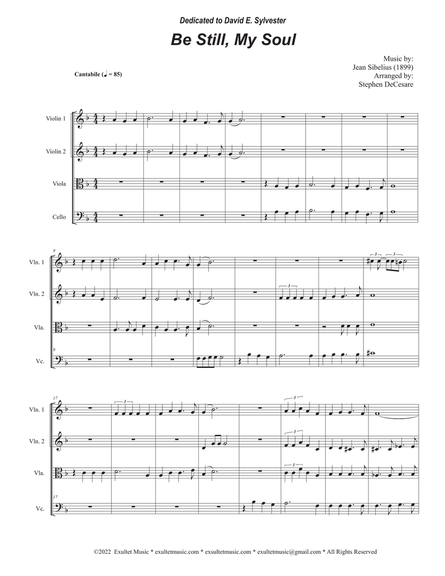 Be Still, My Soul (String Quartet and Piano) String Quartet scores gallery preview page 1