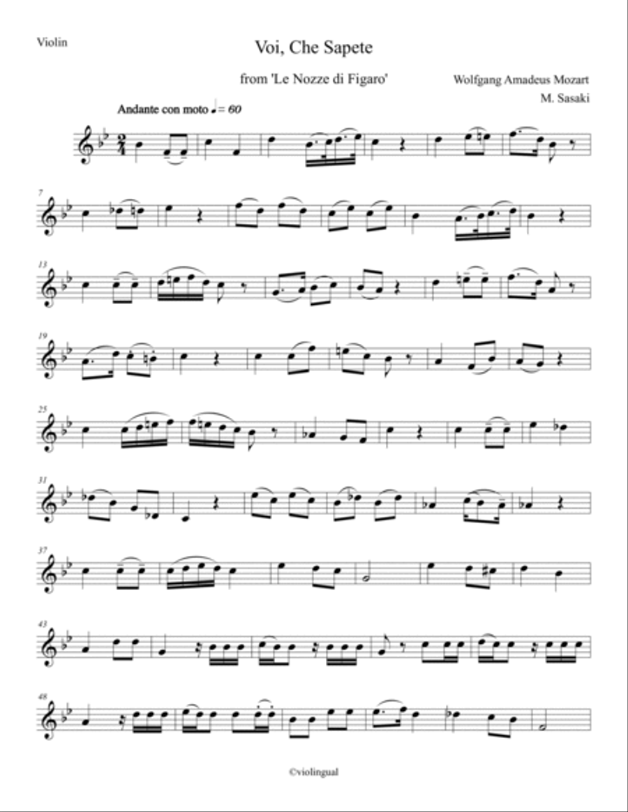 Voi che sapete String Duet scores gallery preview page 2