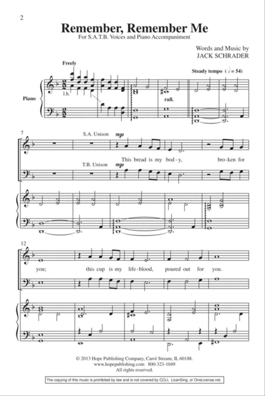 Remember, Remember Me 4-Part scores gallery preview page 3