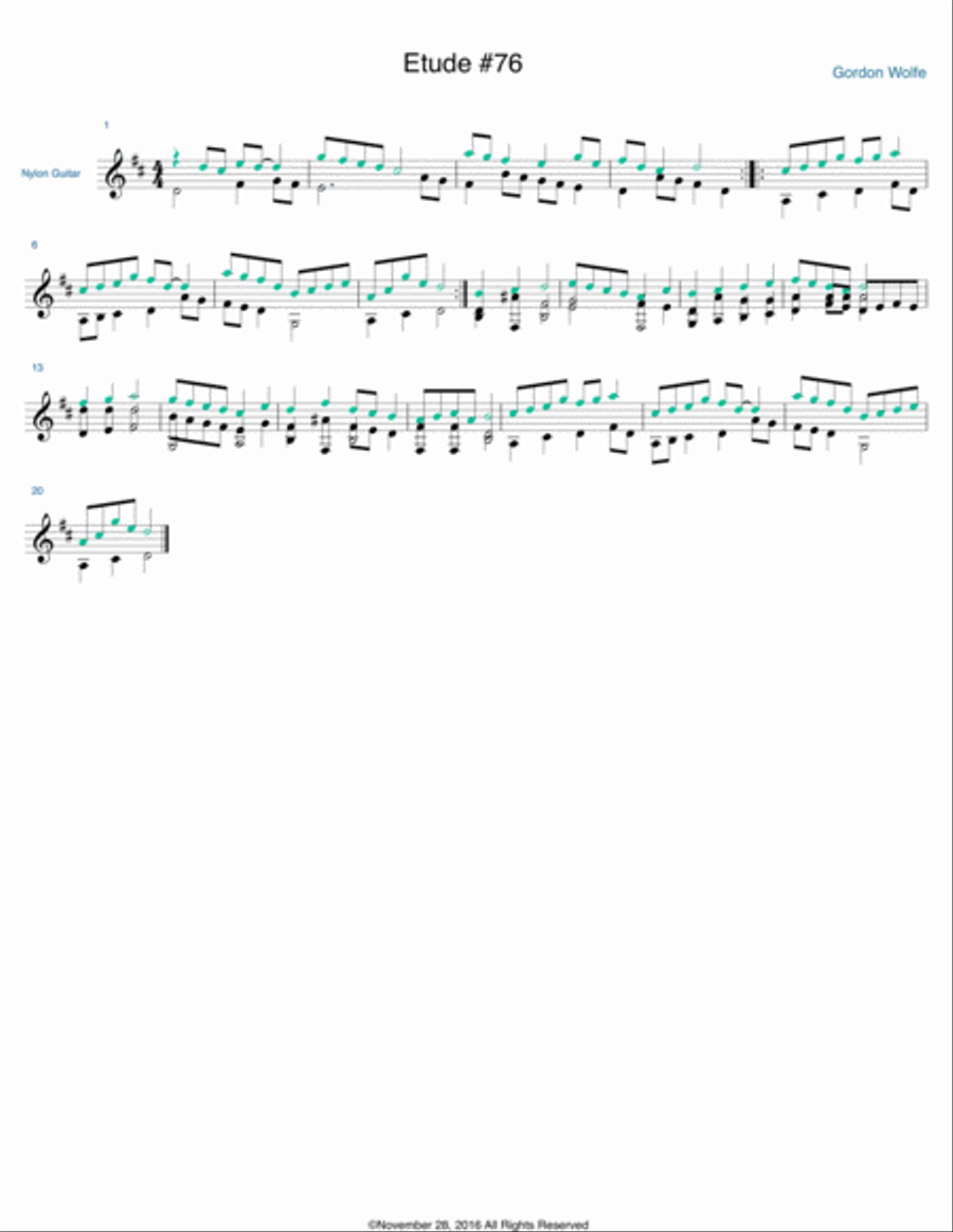 Etude for Guitar #76 Classical Guitar scores gallery preview page 1