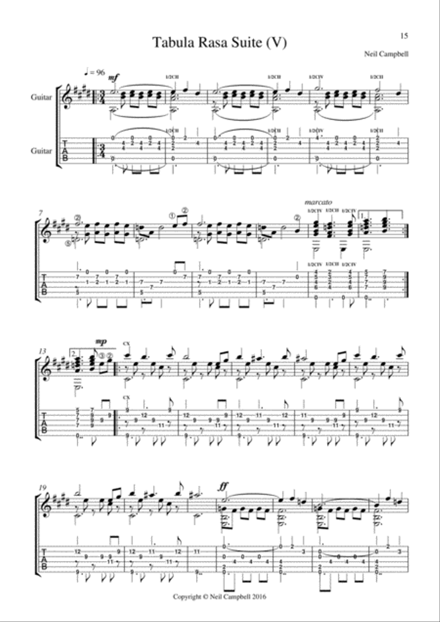 Tabula Rasa V Classical Guitar scores gallery preview page 1