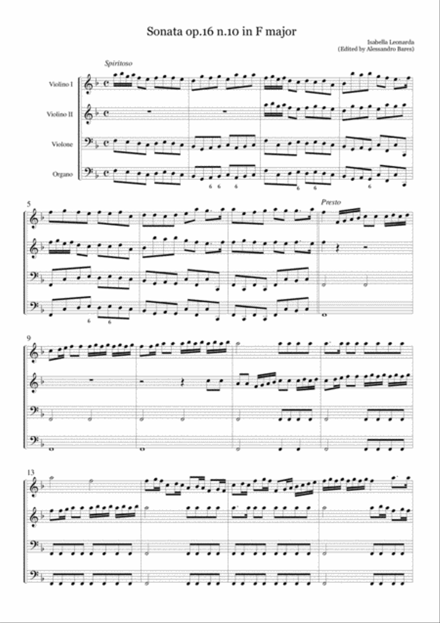 Isabella Leonarda, Sonata op.16 n.10 in F major Small Ensemble scores gallery preview page 2