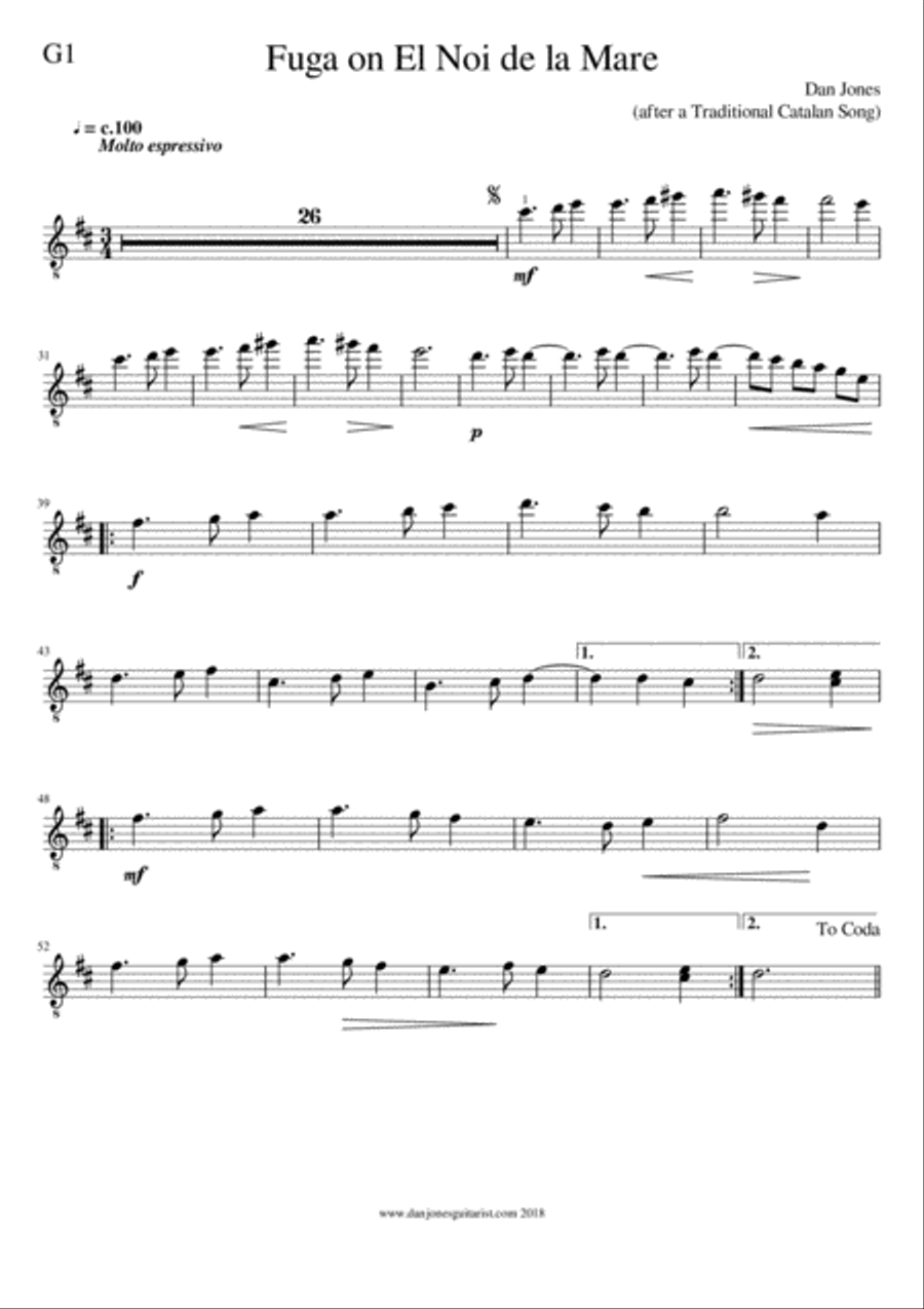 Fuga on El Noi de la Mare Guitar Ensemble scores gallery preview page 5