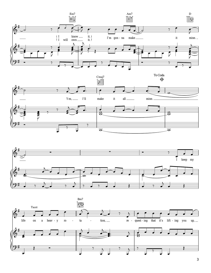 Make It Mine Piano, Vocal, Guitar scores gallery preview page 3