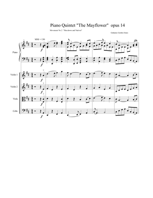 Piano Quintet "The Mayflower" Opus 14 - 2nd movement (2 of 3) - Score Only