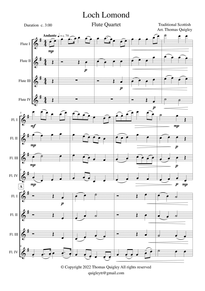 Loch Lomond (Flute Quartet) image number null