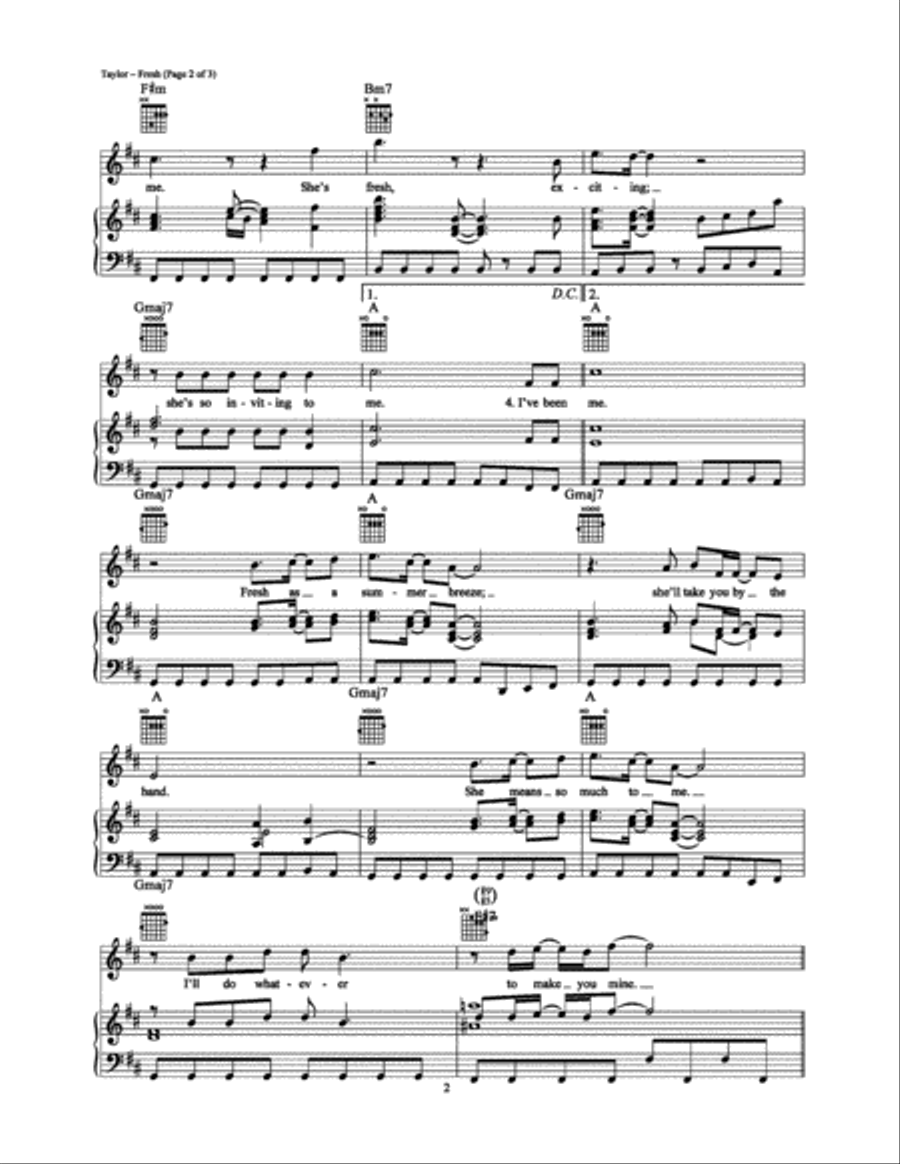 Fresh Fresh Piano, Vocal, Guitar scores gallery preview page 2