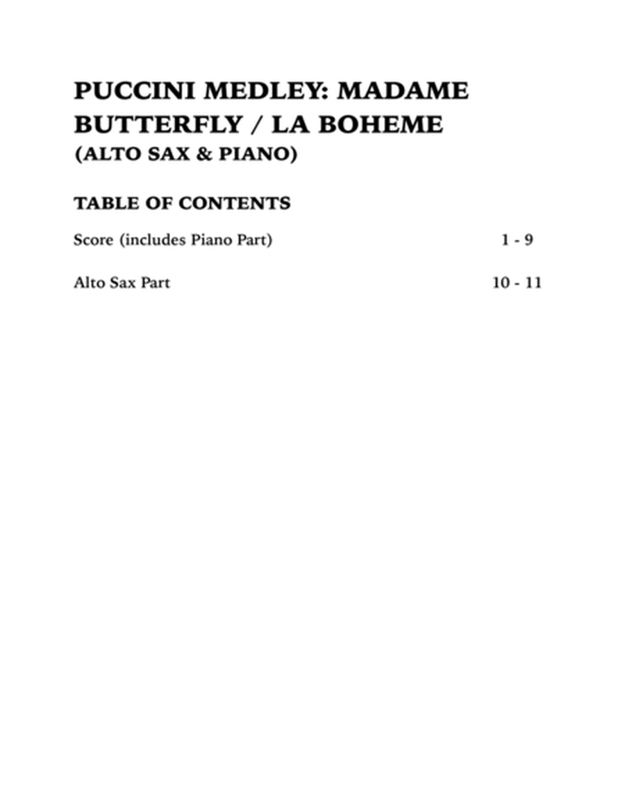Puccini Medley: Un Bel Di (Madame Butterfly) and Musetta's Waltz (La Boheme): Alto Sax and Piano image number null