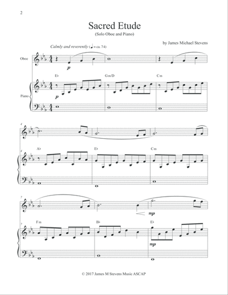 Sacred Etude - Oboe & Piano Piano scores gallery preview page 2