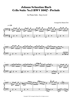 Book cover for Bach Cello Suite BWV1007 Prelude [for Piano Solo]