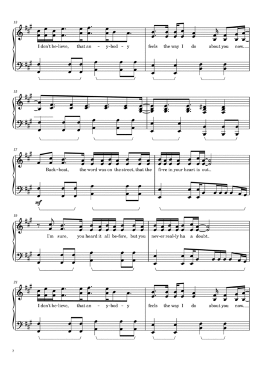 Wonderwall Piano Solo scores gallery preview page 2