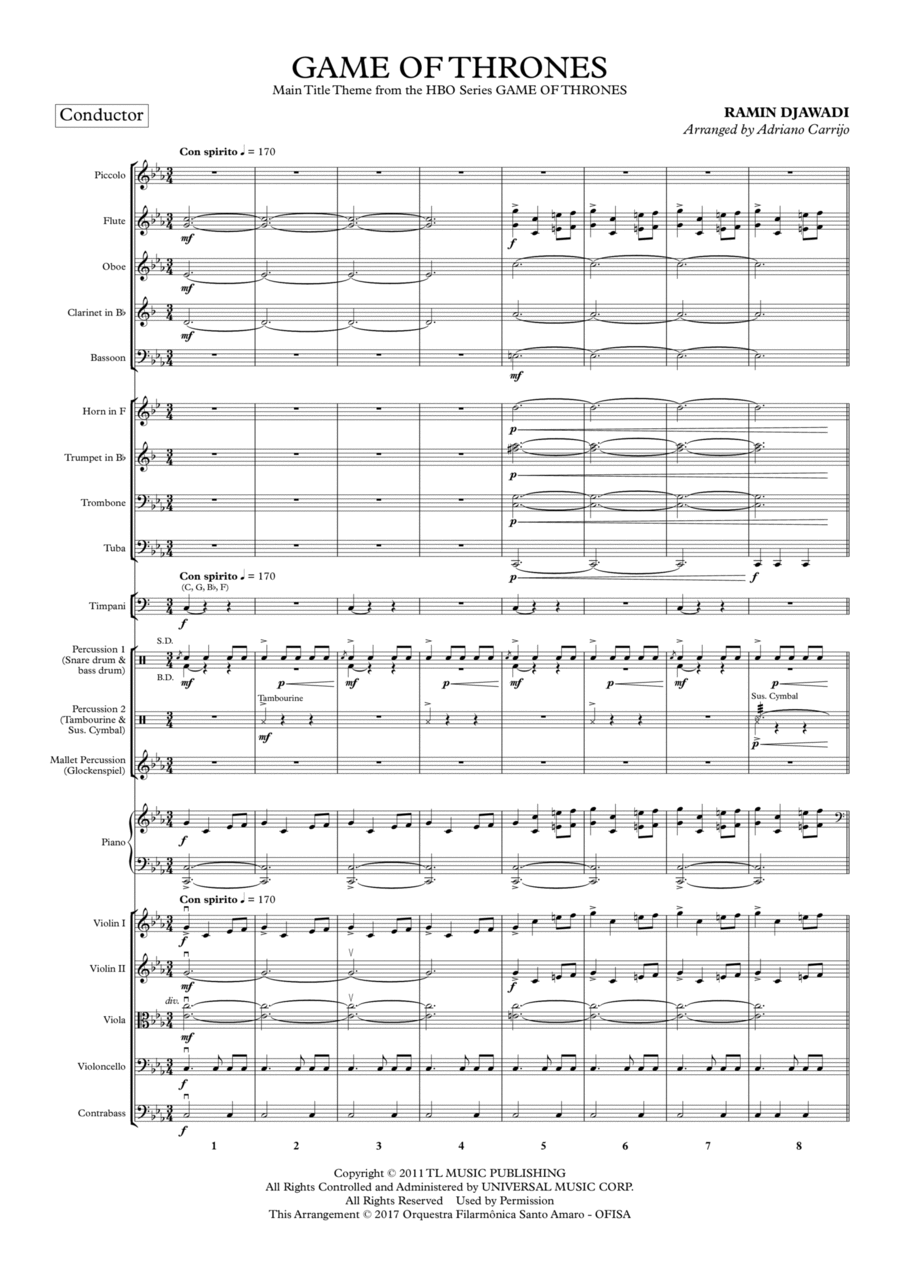 Game Of Thrones Full Orchestra scores gallery preview page 1