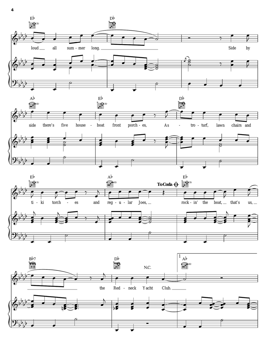 Redneck Yacht Club Piano, Vocal, Guitar scores gallery preview page 4