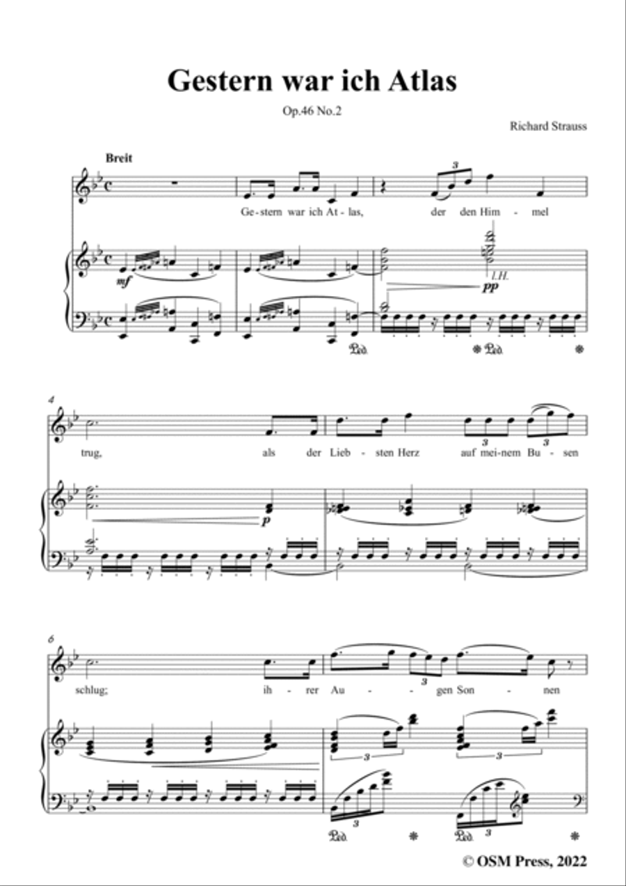 Richard Strauss-Gestern war ich Atlas,in B flat Major Voice scores gallery preview page 3