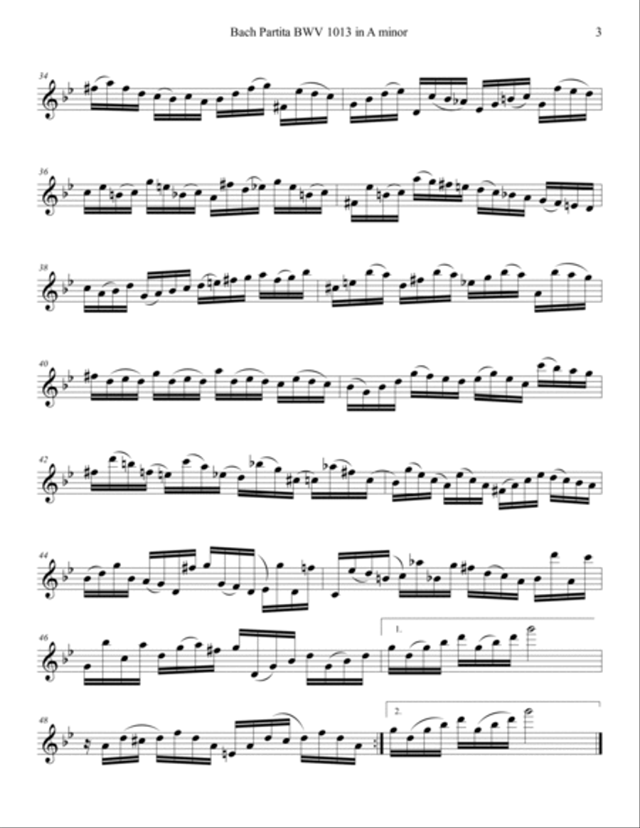Bach 1723 BWV 1013 Partita in 4 Movements for Oboe or English Horn (transposed) English Horn scores gallery preview page 3