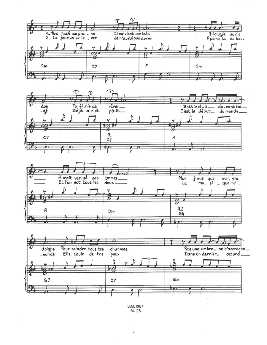 Dors Ma Femme, Dors Piano, Vocal scores gallery preview page 2