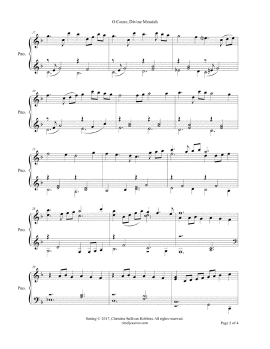 O Come, Divine Messiah O Come, Divine Messiah Piano Solo scores gallery preview page 2