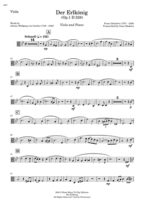 Der Erlkönig by Schubert - Viola and Piano (Individual Parts)