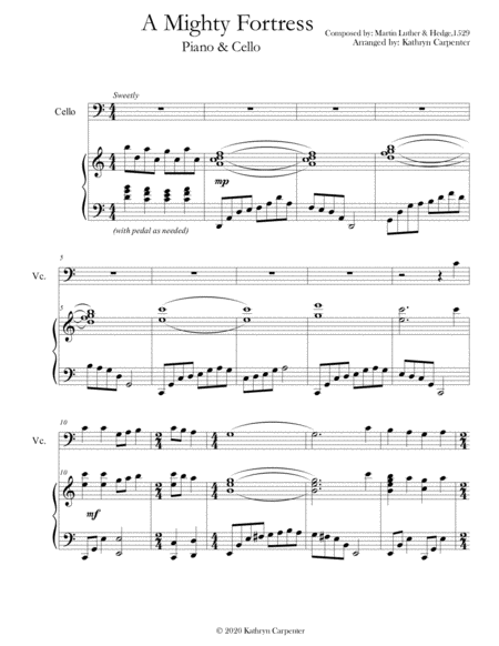 A Mighty Fortress (Advanced Piano & Cello) Piano - Digital Sheet Music