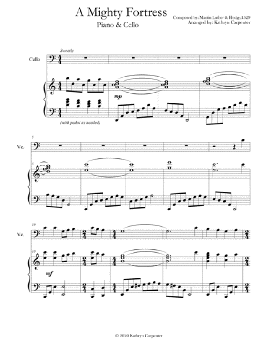 A Mighty Fortress (Advanced Piano & Cello) A Mighty Fortress (Advanced Piano & Cello) Piano scores gallery preview page 1