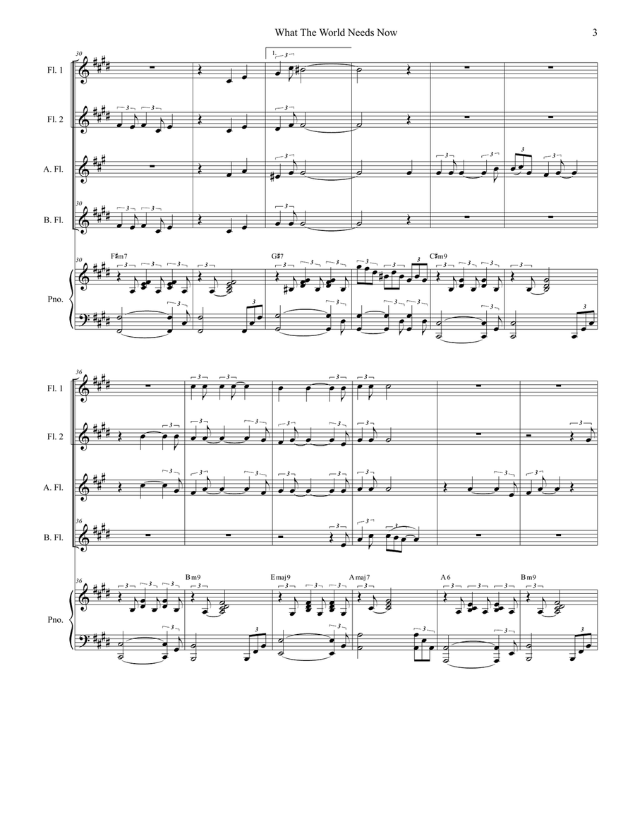 What The World Needs Now Is Love Woodwind Ensemble scores gallery preview page 3