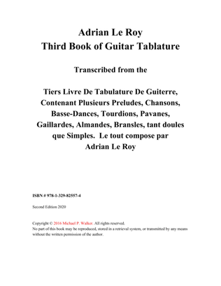 Adrian Le Roy: Third Book of Music for the Guitar, Transcribed for Baritone Ukulele