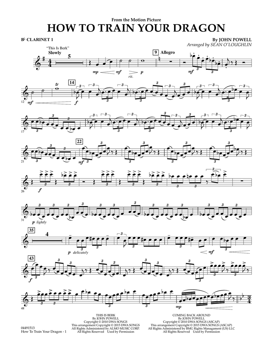 How to Train Your Dragon - Bb Clarinet 1 Full Orchestra scores gallery preview page 1