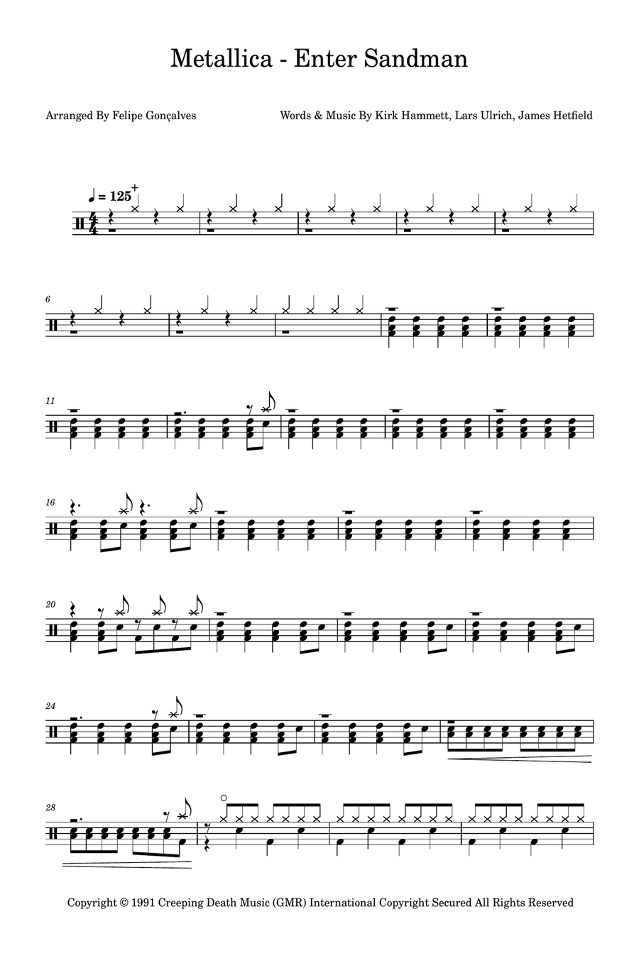 Enter Sandman Drum Set scores gallery preview page 1