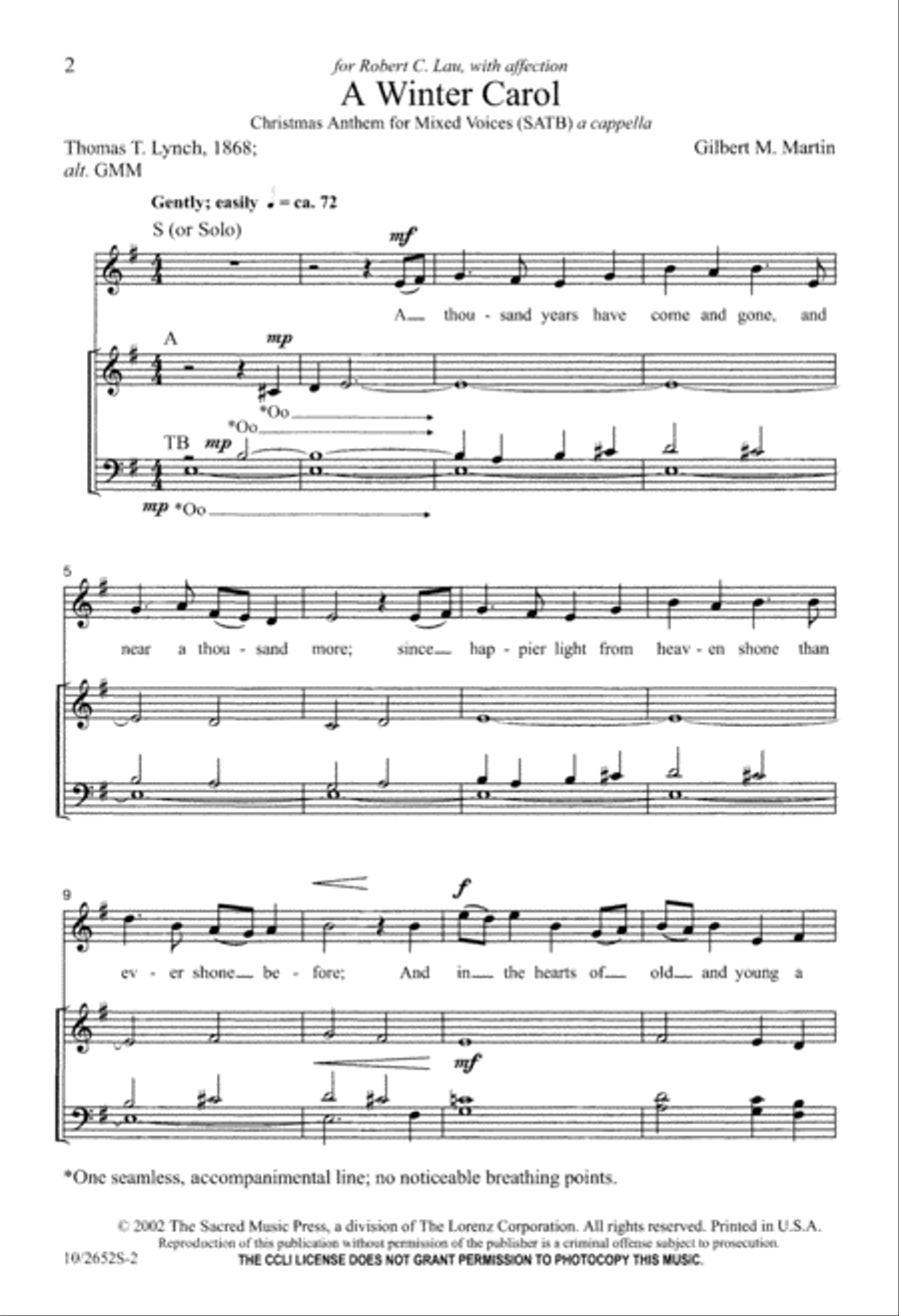 A Winter Carol 4-Part scores gallery preview page 2