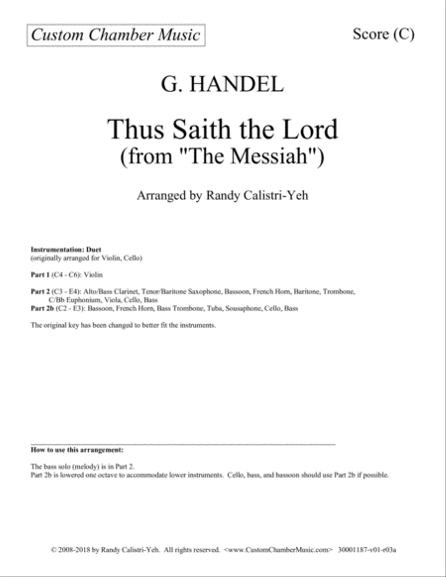 Thus Saith the Lord (Messiah): duet Large Ensemble scores gallery preview page 1