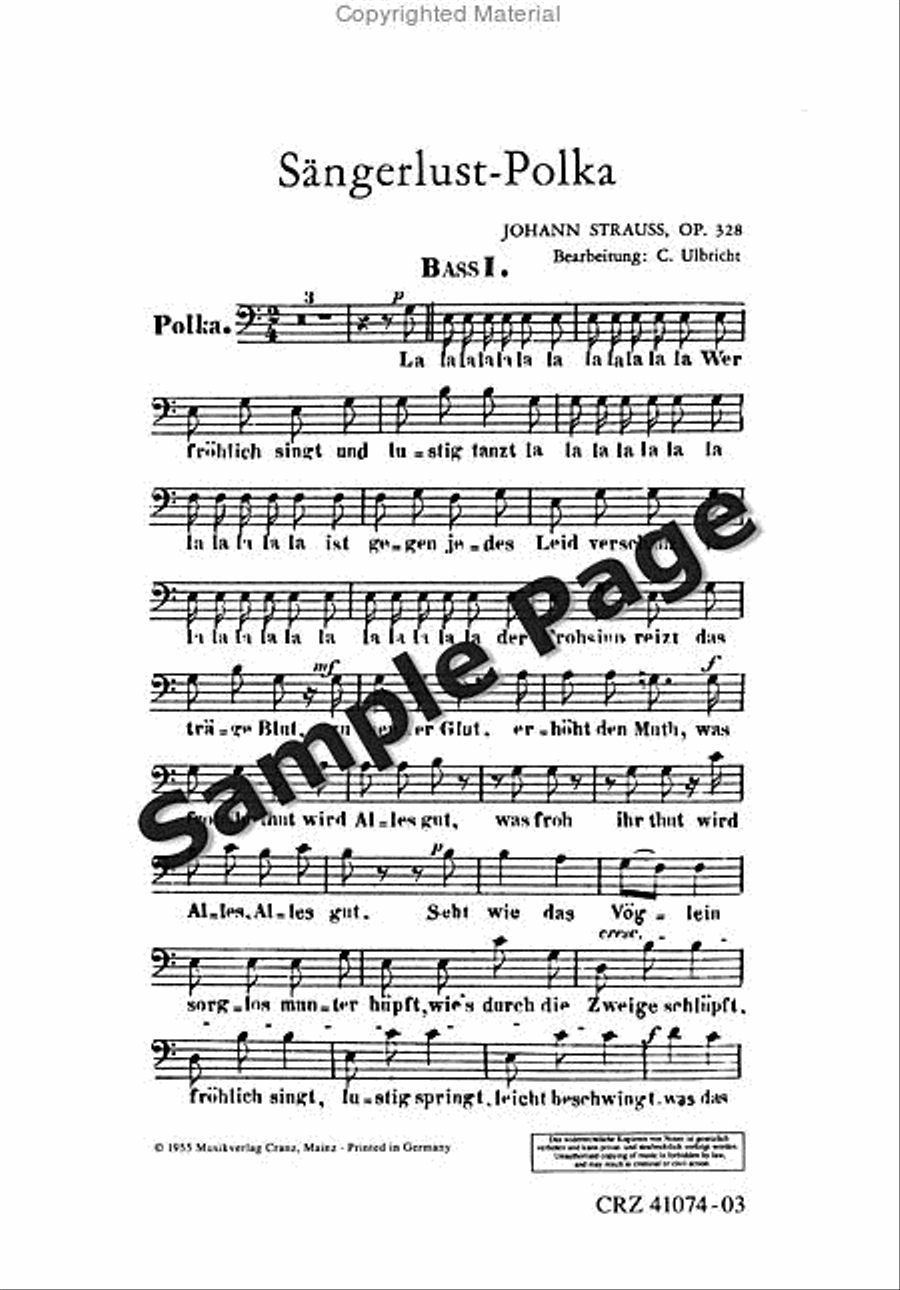 Strauss J Saengerlust Polka Op328 TTBB scores gallery preview page 2
