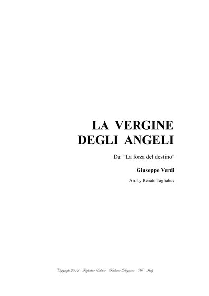 LA VERGINE DEGLI ANGELI - G. Verdi - For Solo and SATB Choir and Piano/Org. - Score Only image number null