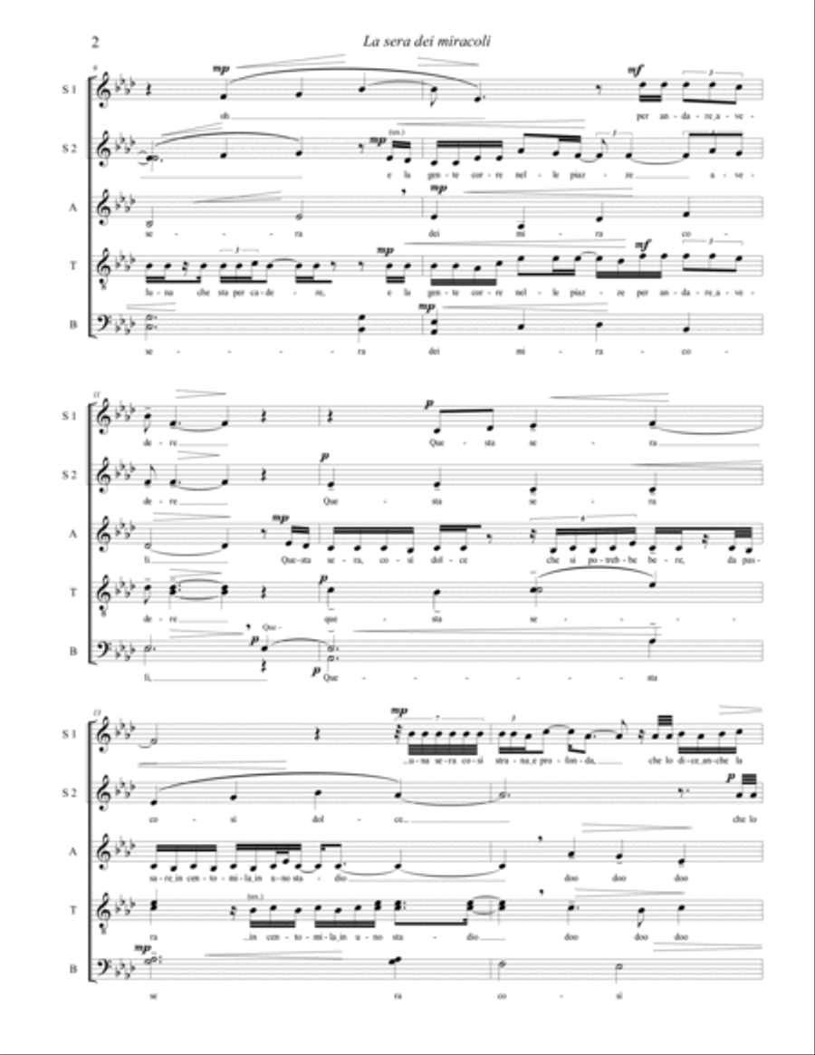 La Sera Dei Miracoli A Cappella scores gallery preview page 2