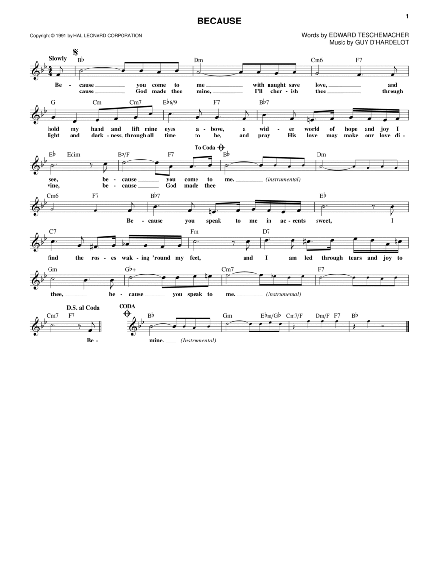 Because Because Piano scores gallery preview page 1