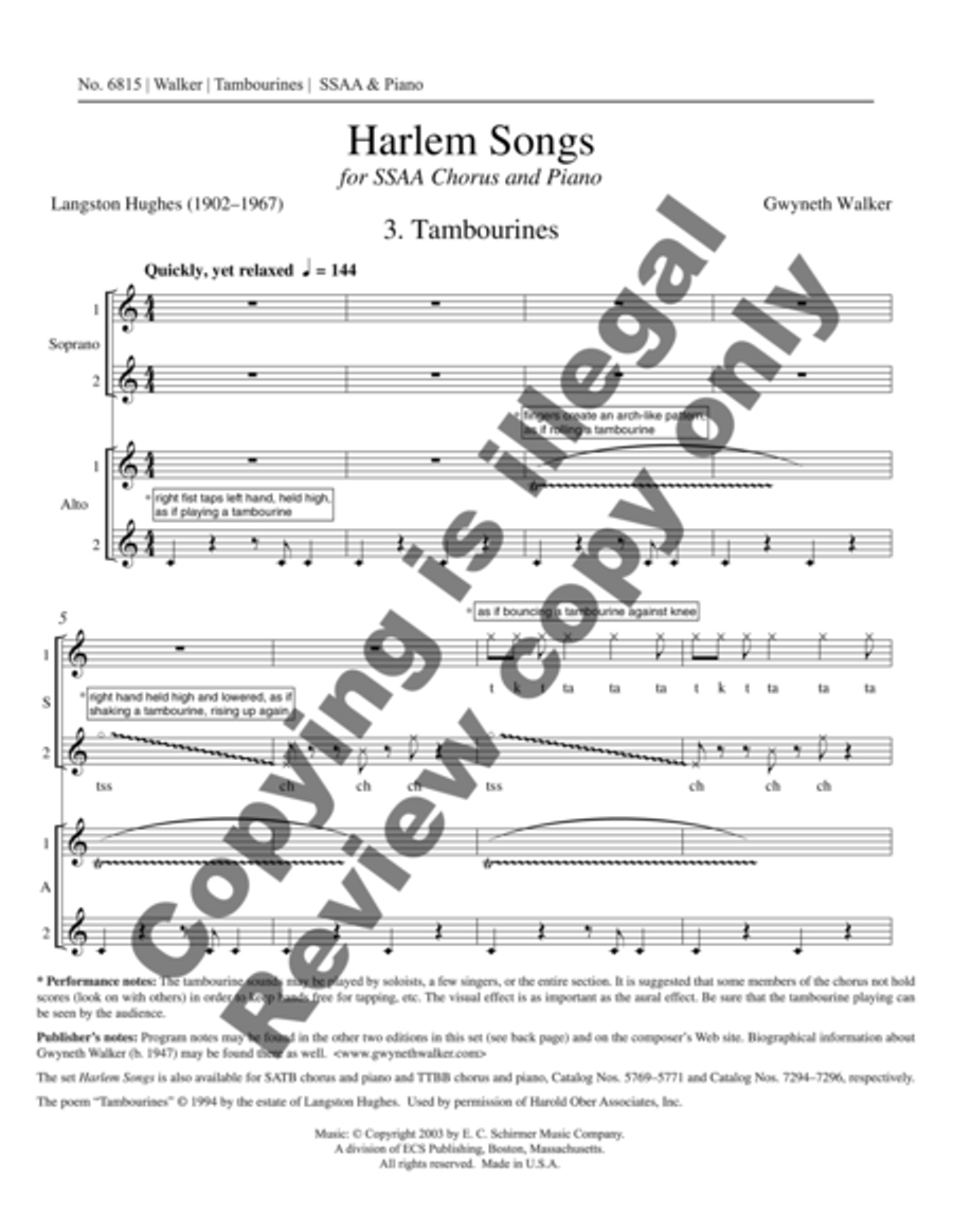 Tambourines from Harlem Songs SSAA scores gallery preview page 12