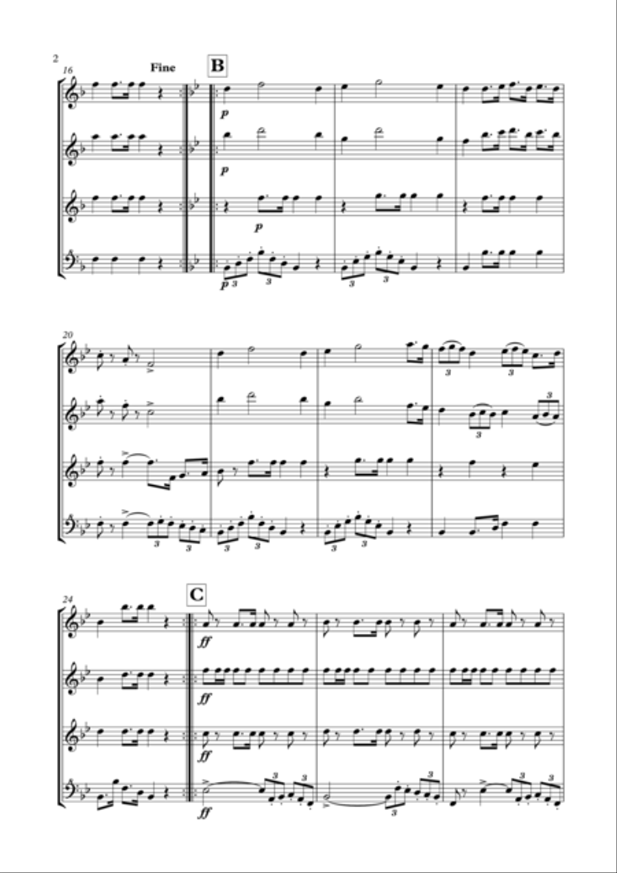 Hykshos March for Recorder Quartet (SATB) 4-Part scores gallery preview page 3