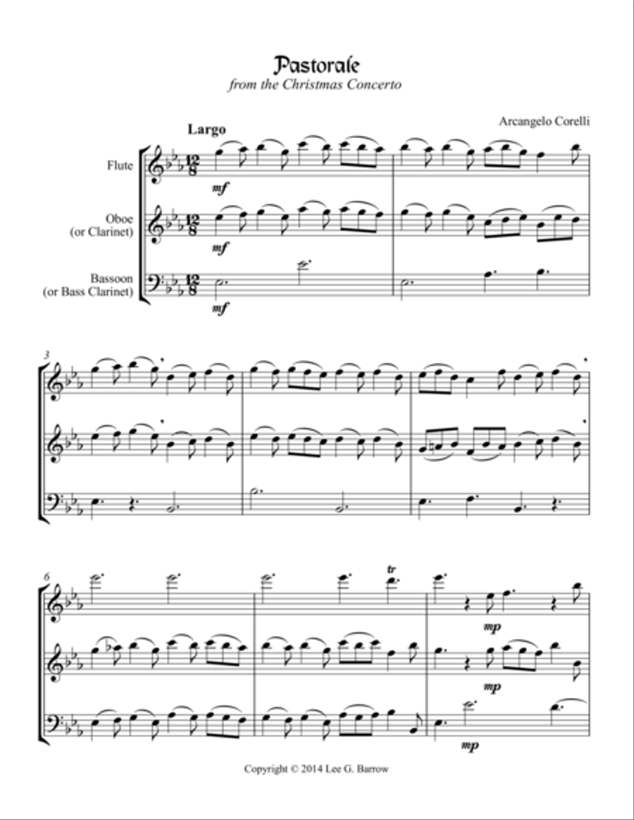 Pastorale (from the Christmas Concerto) Woodwind Trio scores gallery preview page 2