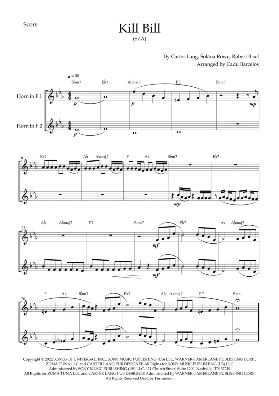 Kill Bill Brass Duet scores gallery preview page 1