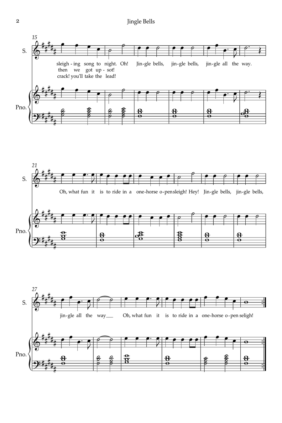 Jingle Bells Soprano Voice scores gallery preview page 2