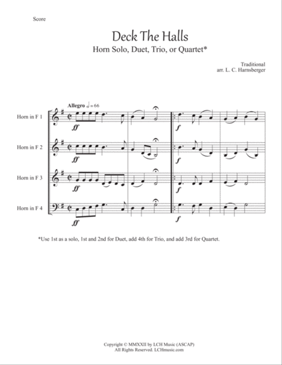 Christmas Carol Sing Along for Horns (Quartets, Trios, Duets, Solos) Woodwind Trio scores gallery preview page 3