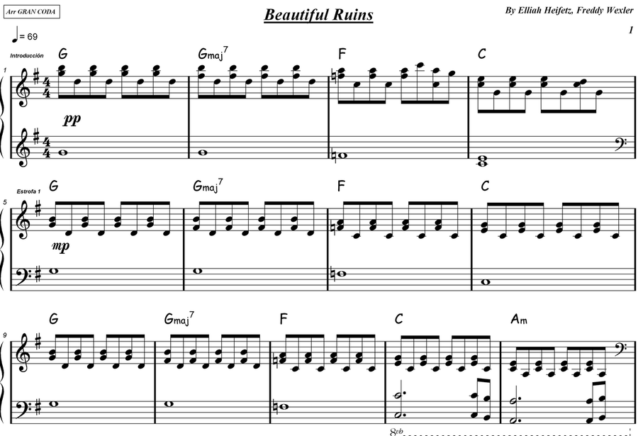Ruins Ruins Easy Piano scores gallery preview page 1