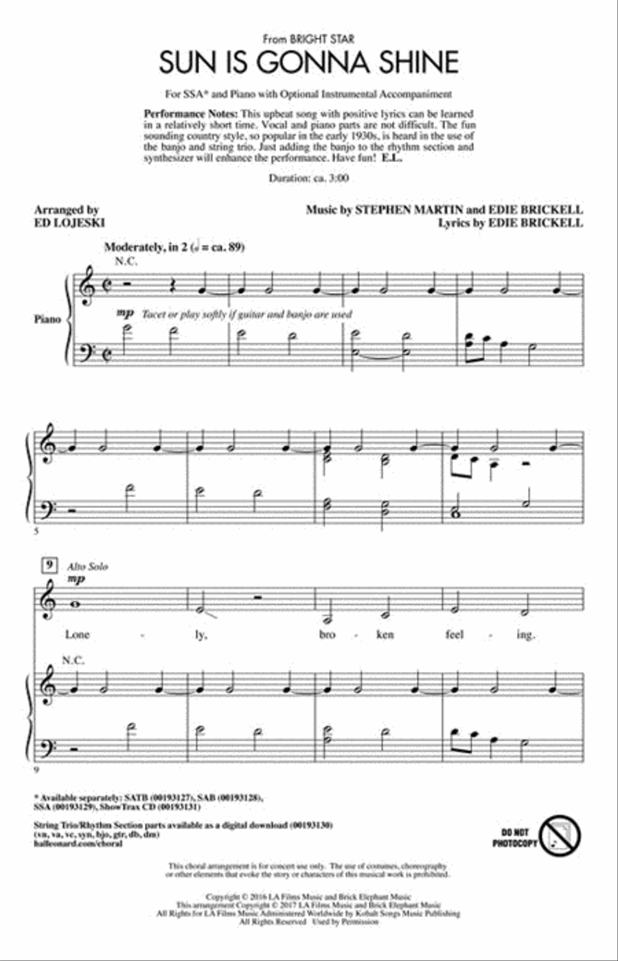 Sun Is Gonna Shine SSA scores gallery preview page 2