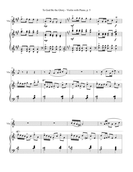 TO GOD BE THE GLORY One Movement Hymn Sonata (for Violin and Piano with Score/Part) image number null