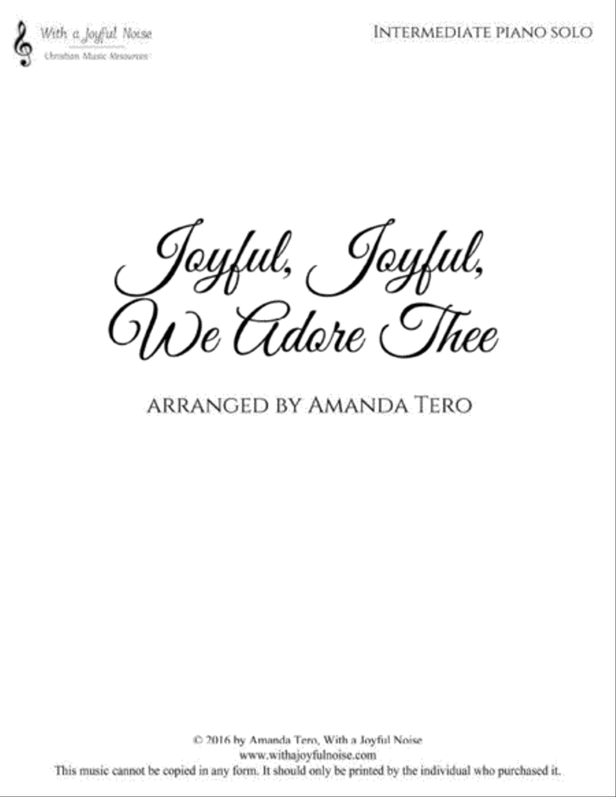Joyful, Joyful, We Adore Thee (Ode to Joy) Piano Solo scores gallery preview page 2