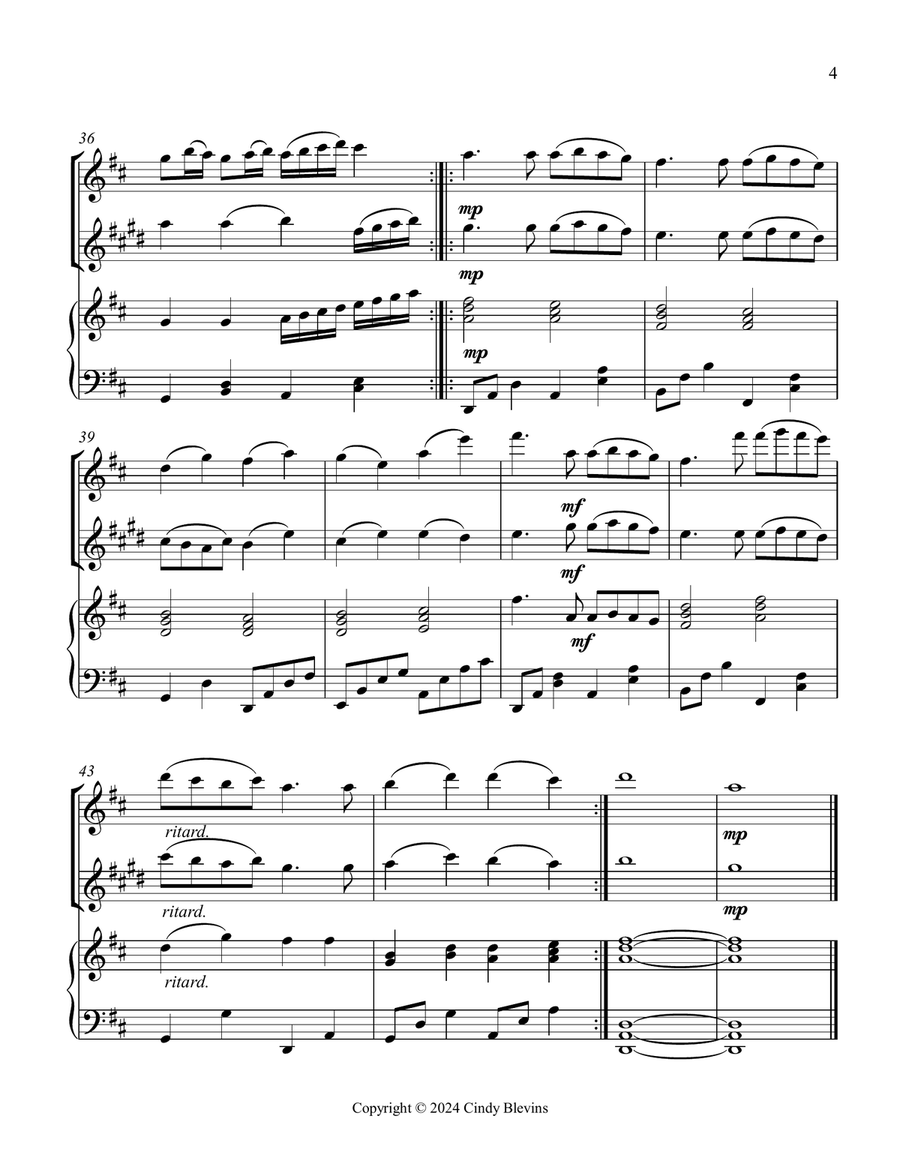 Pachelbel's Canon, for Flute, Clarinet and Piano Woodwind Duet scores gallery preview page 5