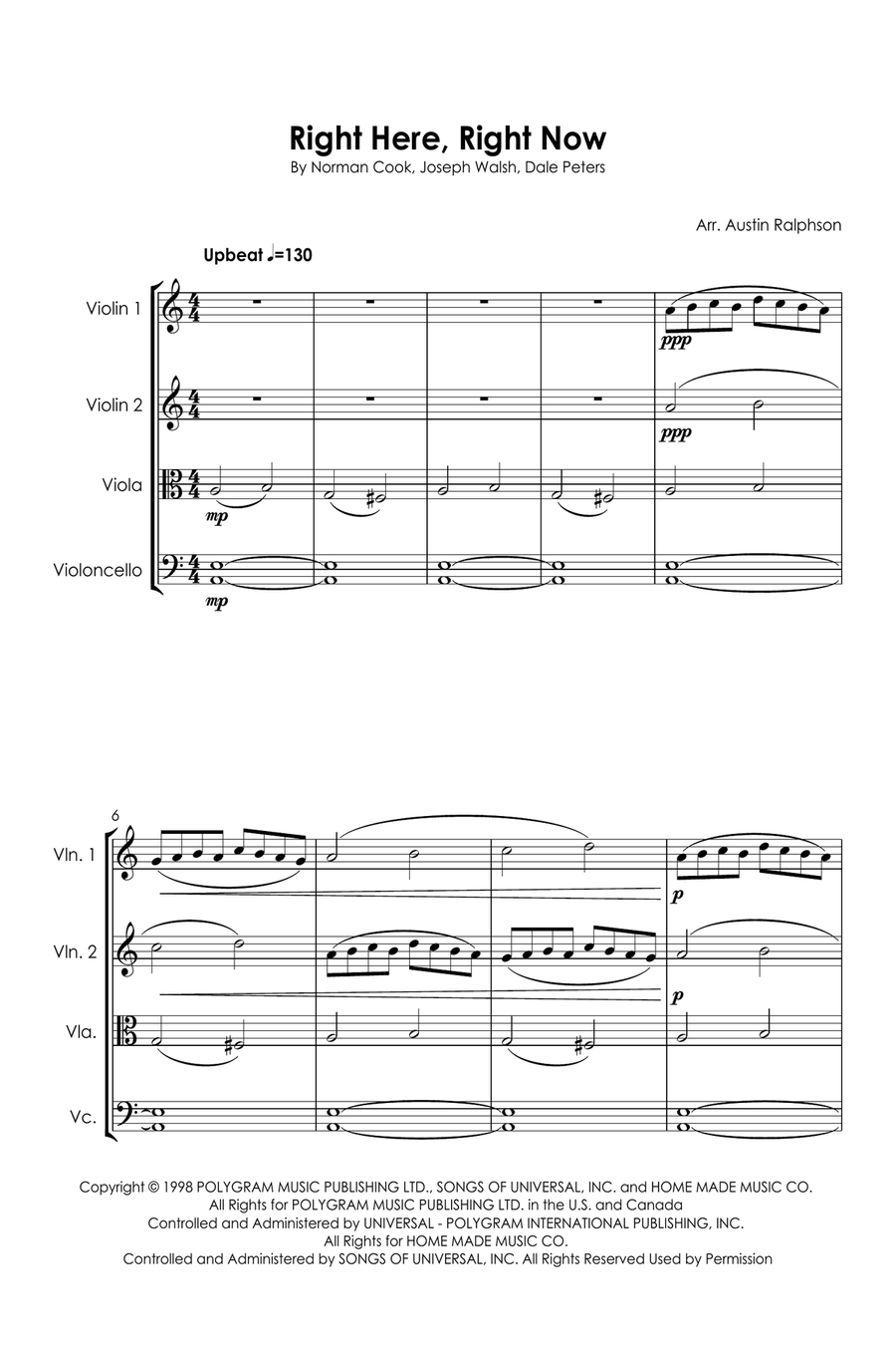 Right Here Right Now String Quartet scores gallery preview page 5