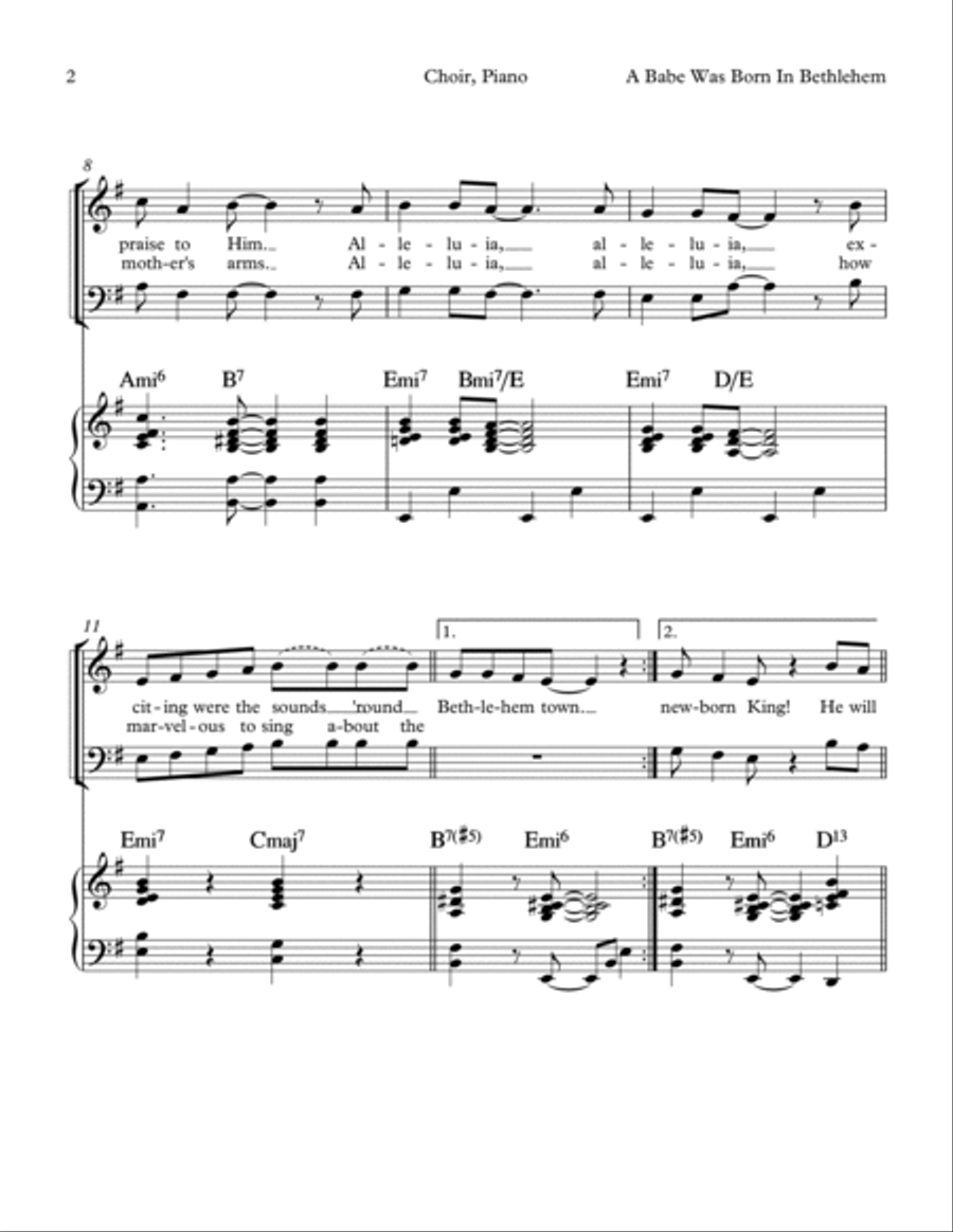 A Babe was Born in Bethlehem Piano, Vocal, Guitar scores gallery preview page 2