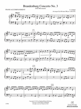 Brandenburg Concerto No. 3 (First Movement): Piano Accompaniment