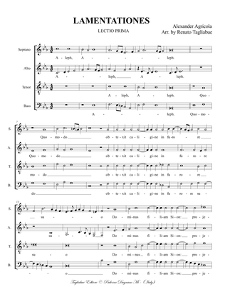LAMENTATIONES - Lectio prima. For SATB Choir