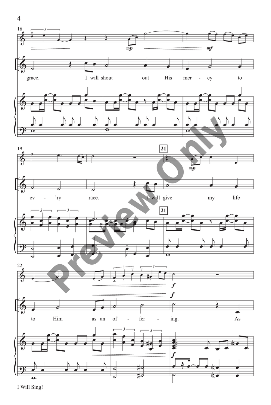 I Will Sing! I Will Sing! Unison Choir scores gallery preview page 4